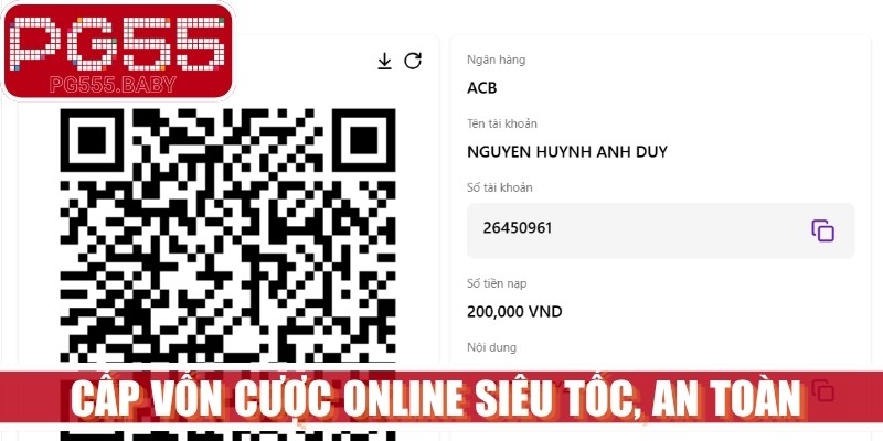 Cấp vốn cược online siêu tốc, an toàn bằng tài khoản ngân hàng
